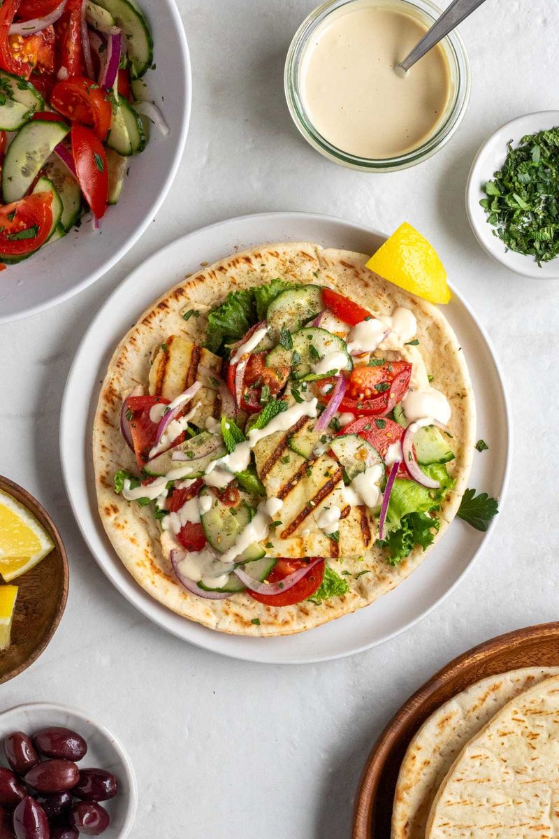 Halloumi Wraps with Roasted Vegetables