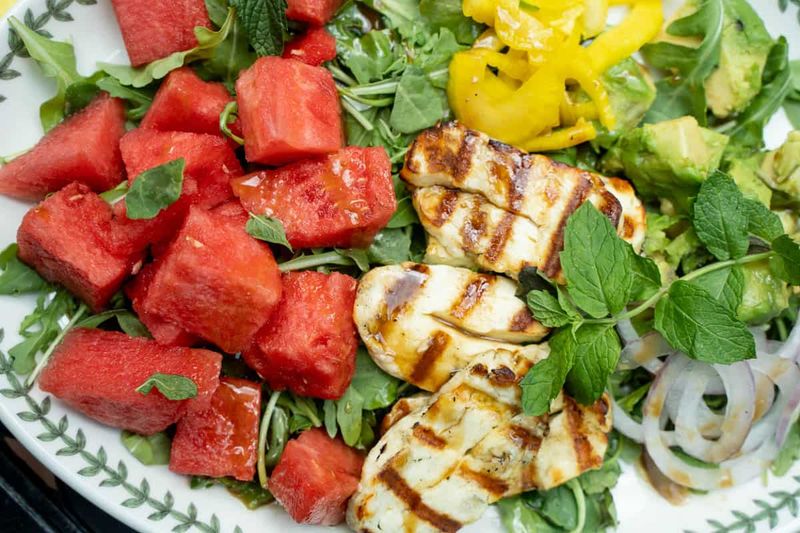 Grilled Halloumi Salad with Watermelon and Mint