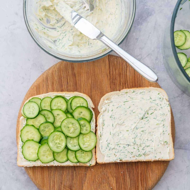 Sliced Cucumber With Cream Cheese