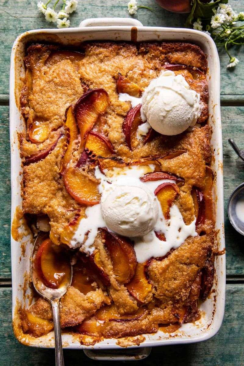 Peach Cobbler with Brown Sugar Biscuit Topping