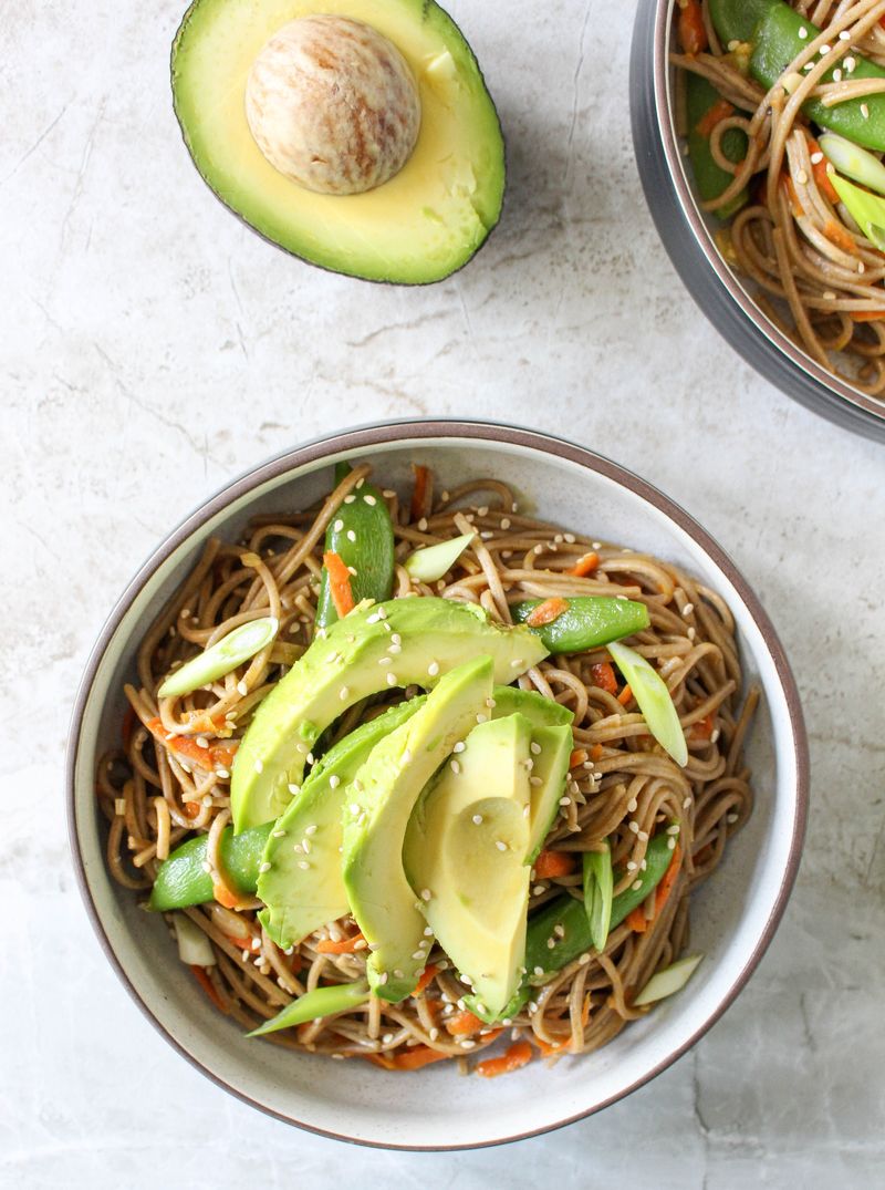 Avocado and Edamame Noodle Bowl