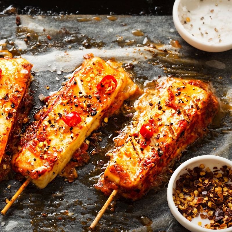 Honey Chilli Halloumi Skewers