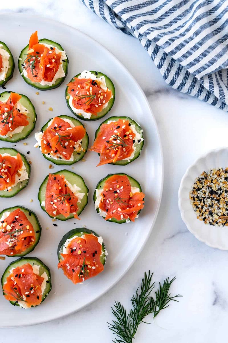 Smoked Salmon on Cucumber Rounds