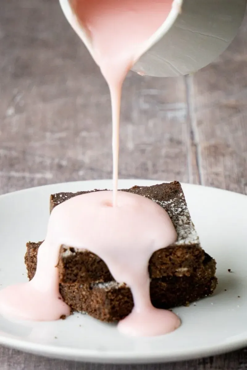 Chocolate Concrete with Pink Custard