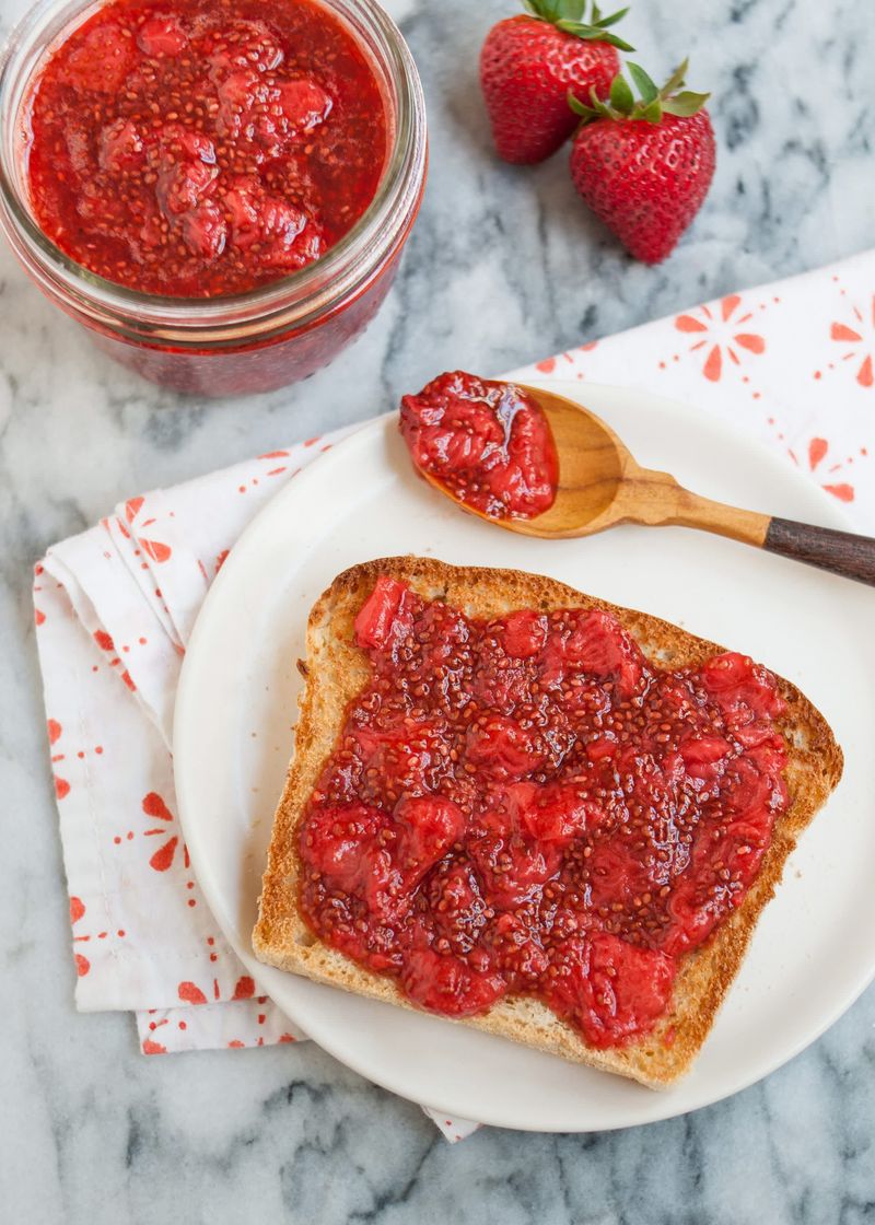 Strawberry Chia Jam on Whole Grain Crackers
