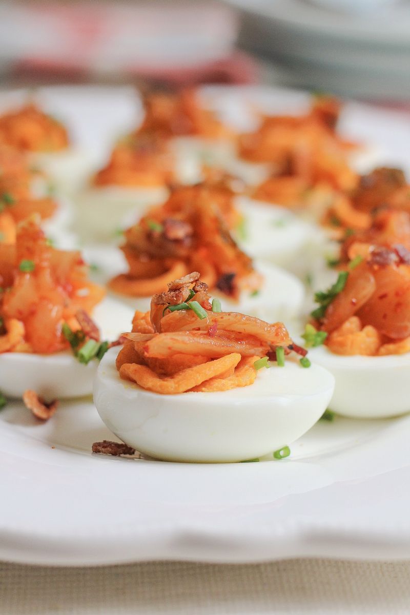 Kimchi Devilled Eggs