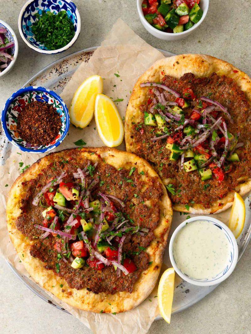 Lahmacun (Turkish Flatbread with Meat)