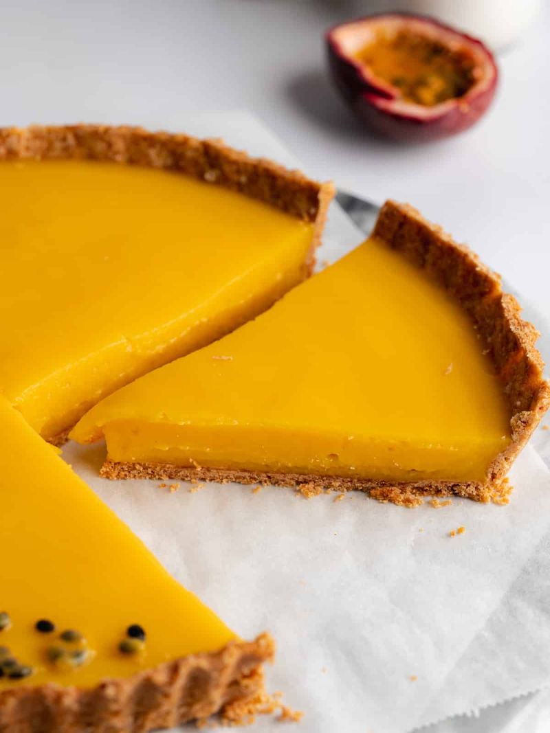 Passionfruit and Coconut Tart with a Smooth Top