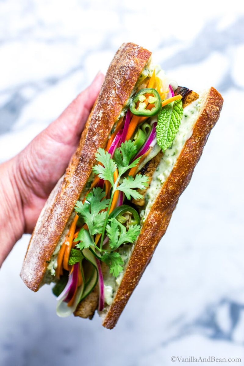 Tofu and Pickled Vegetable Banh Mi Lite