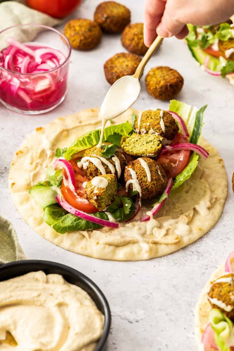 Baked Falafel Wrap with Tahini Sauce
