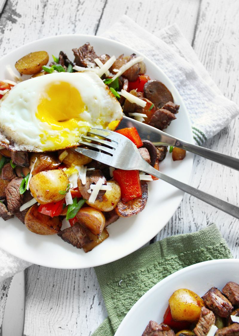 Beef And Potato Hash With Fried Eggs