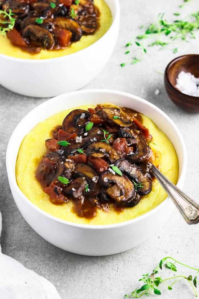 Cheesy Polenta with Mushroom Ragu