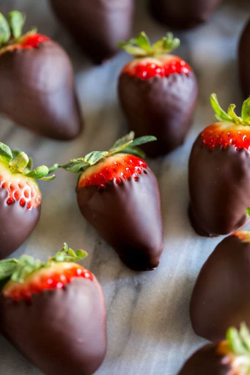 Dip Strawberries in Melted Dark Chocolate