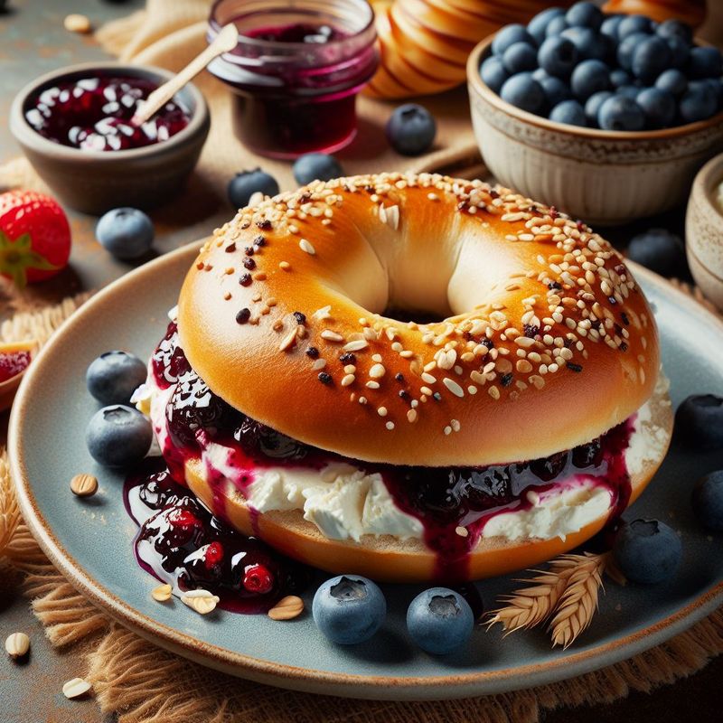 Cream Cheese and Jam on a Bagel