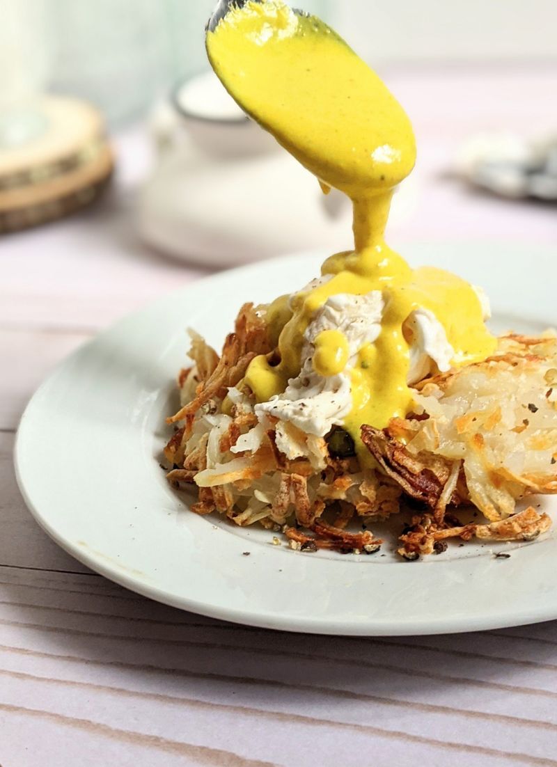 Cream Cheese Dolloped on Hash Browns