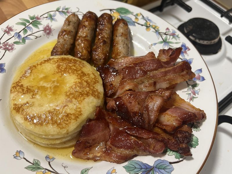 Maple Syrup Poured Over the Entire Plate