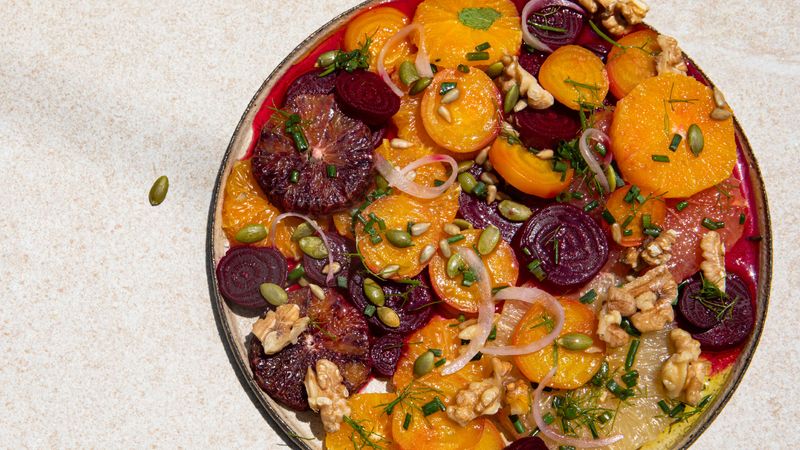 Walnut and Beet Salad with Orange Vinaigrette