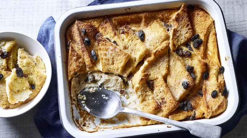 Classic Bread and Butter Pudding with Custard