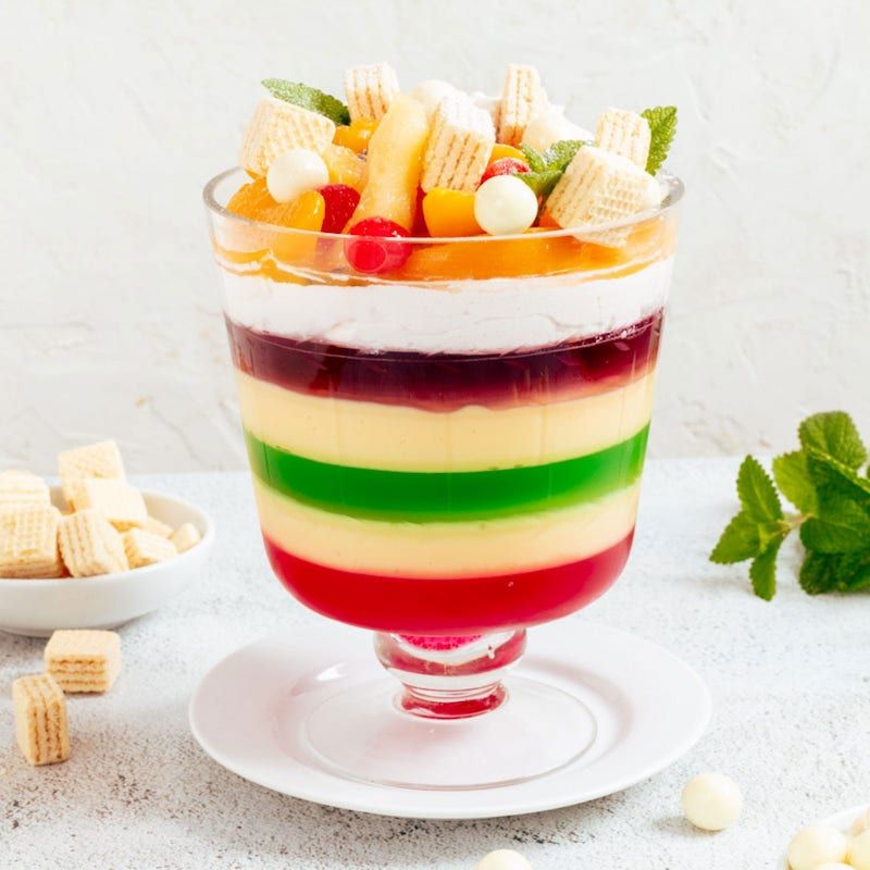 Trifle with Rainbow Jelly Layers