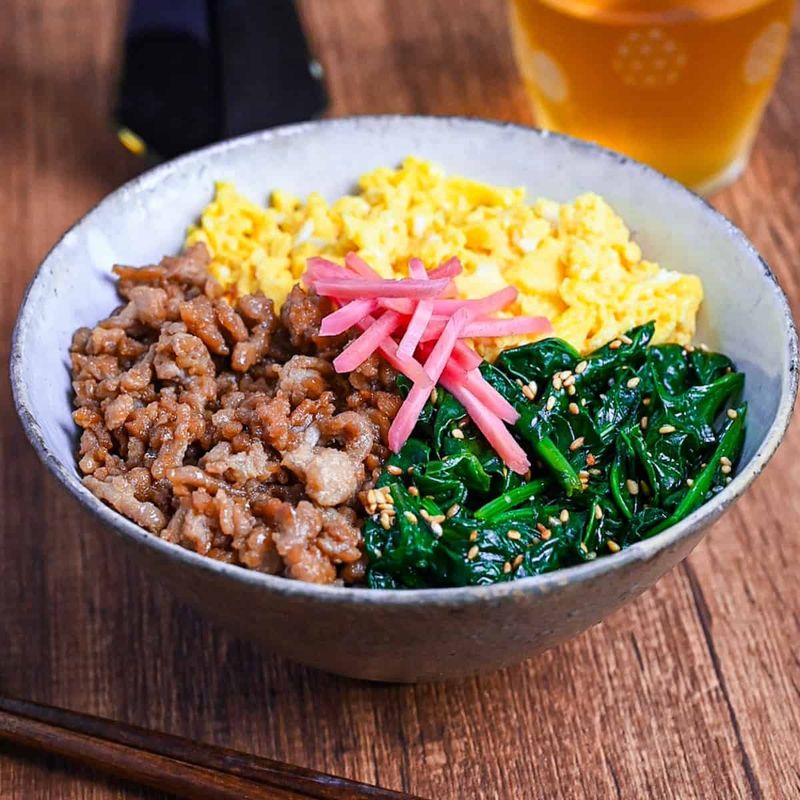 Japanese Soboro Don (Ground Chicken Rice Bowl)