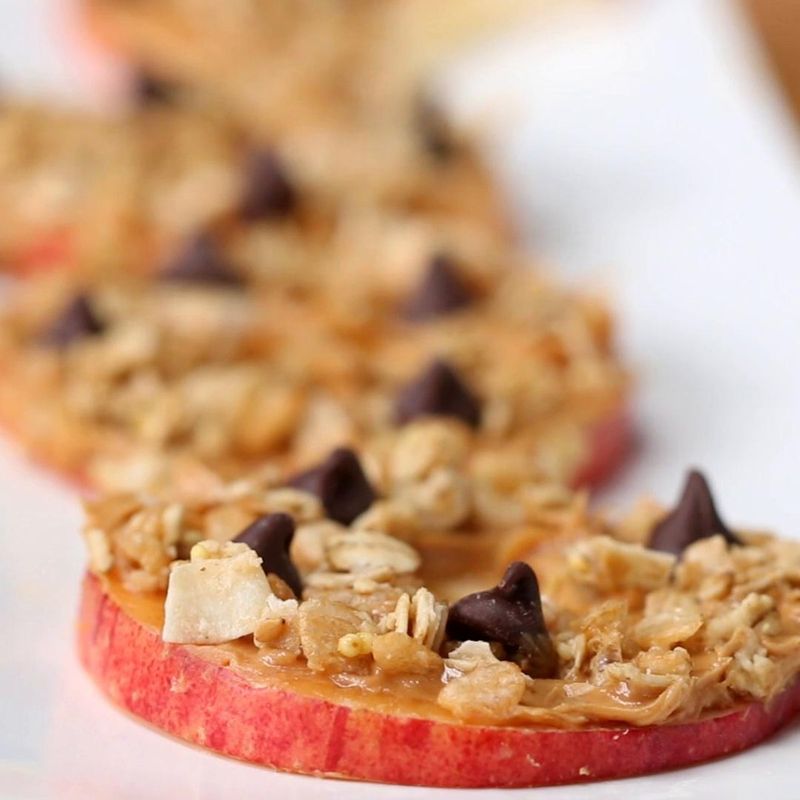 Apple Slices with Almond Butter and Granola