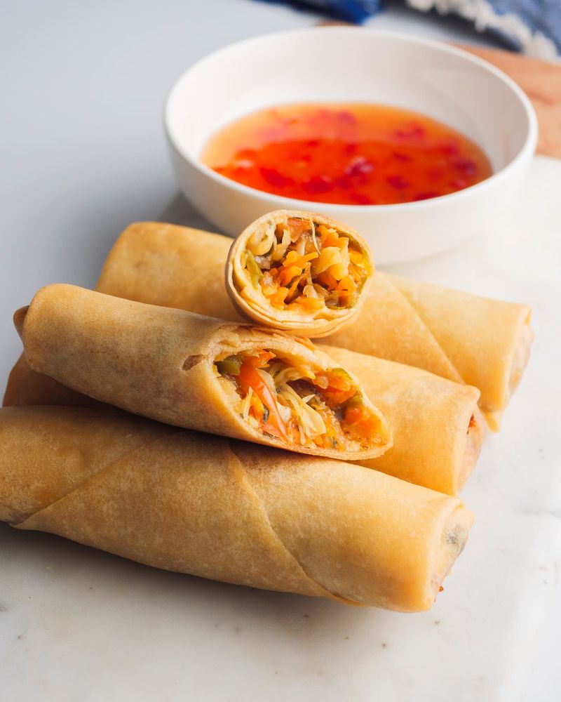 Crispy Spring Rolls with Sweet Chilli Dip