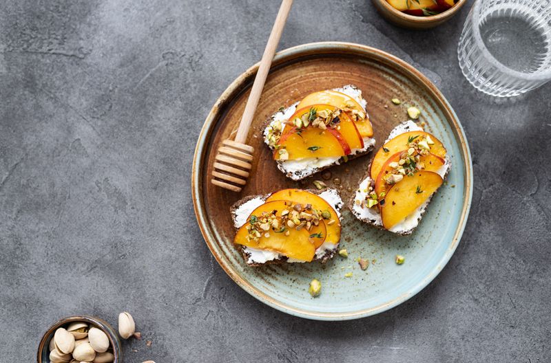 Ricotta Toast with Peaches and Honey