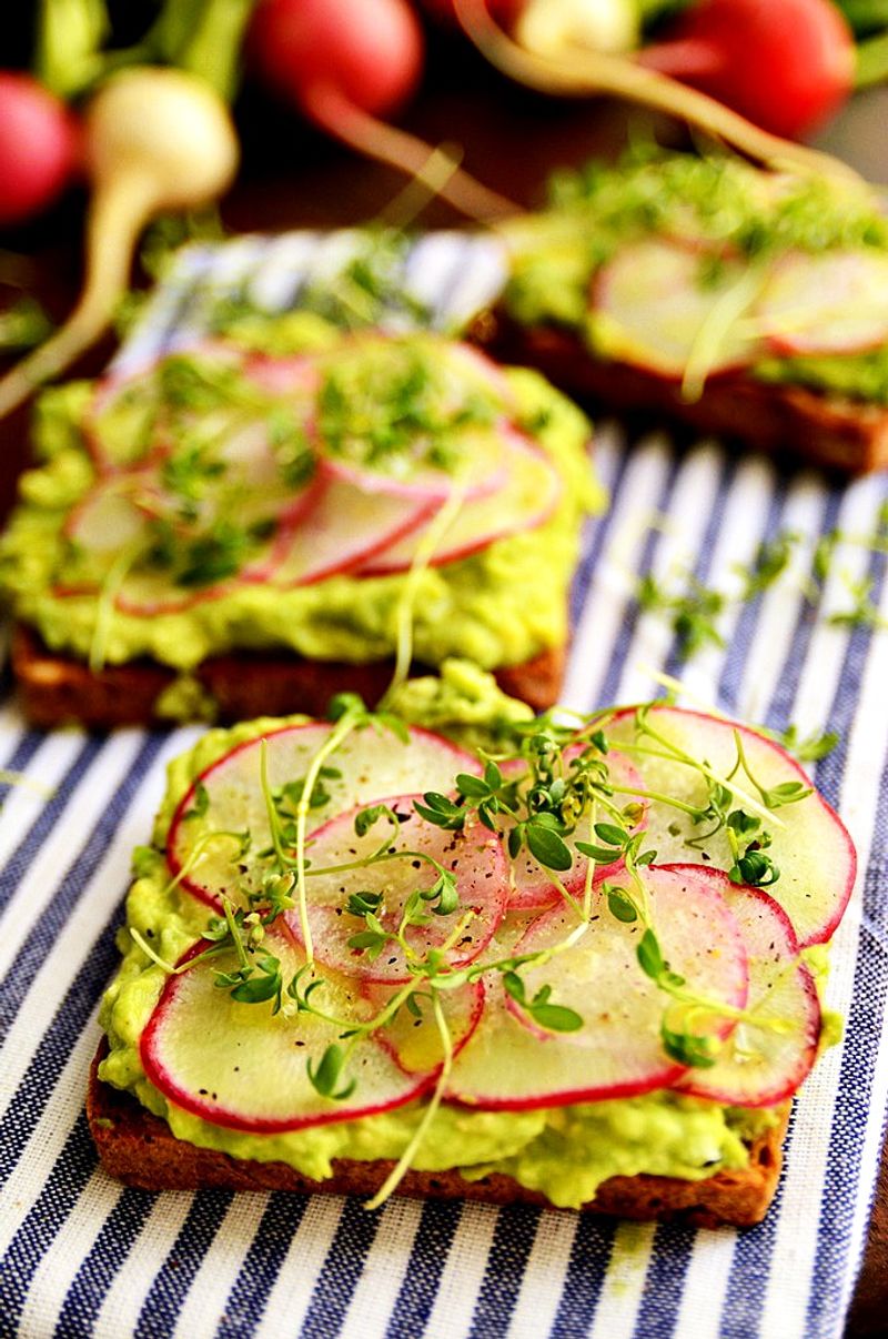 Avocado Toast with Radish and Microgreens