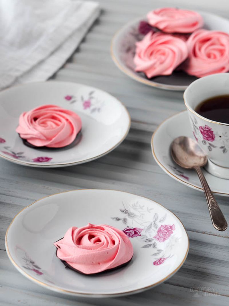 Raspberry Rose Meringue Kisses