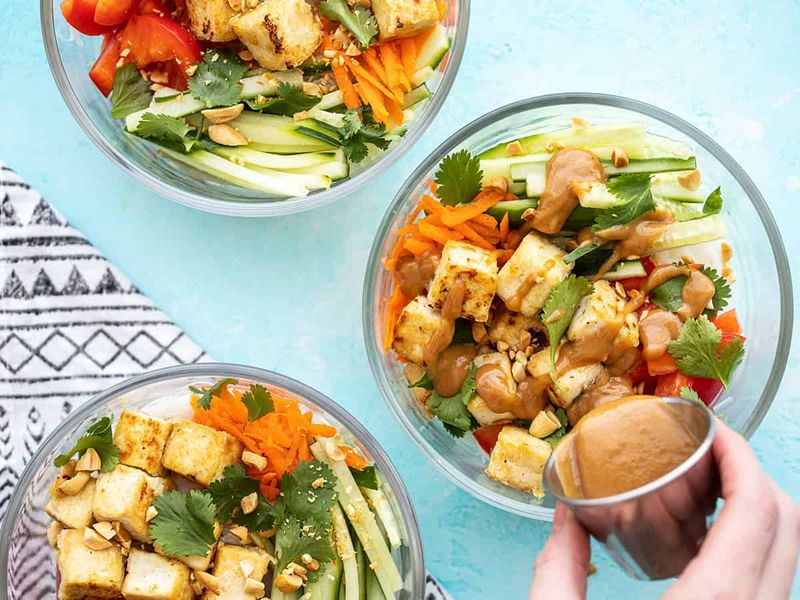 Thai Peanut Tofu Noodle Bowl
