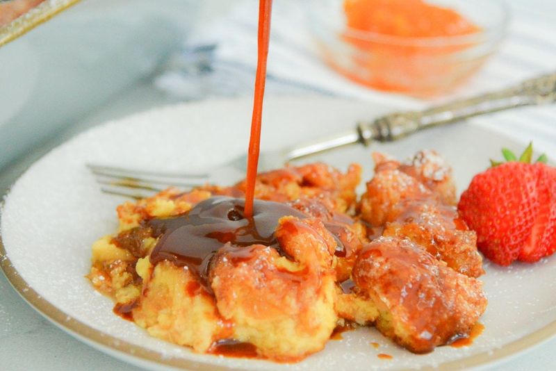 Donut Bread Pudding with Bourbon Glaze