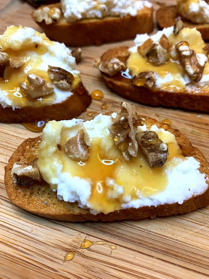 Ricotta and Honey on Crackers