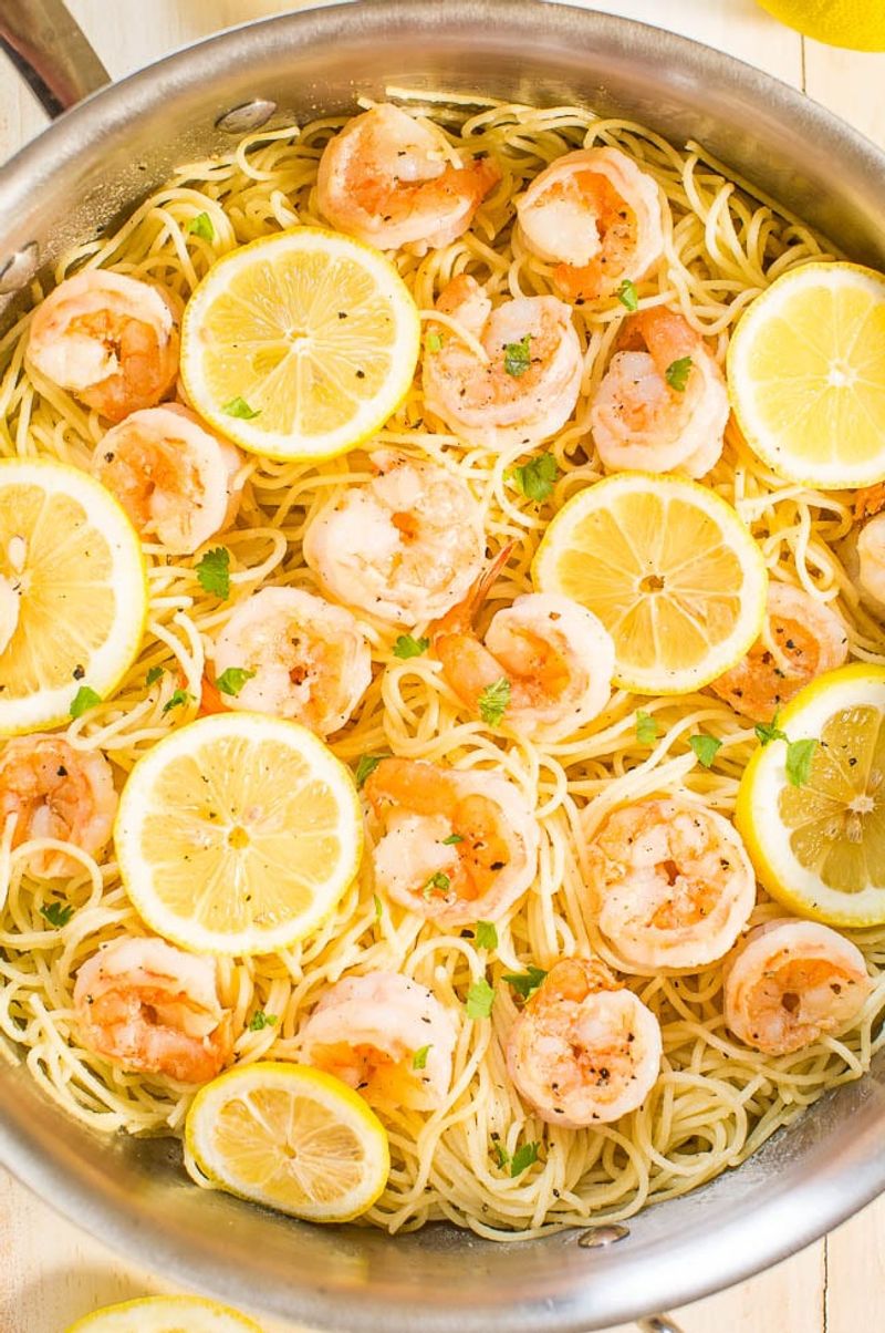Lemon Garlic Shrimp Noodle Bowl