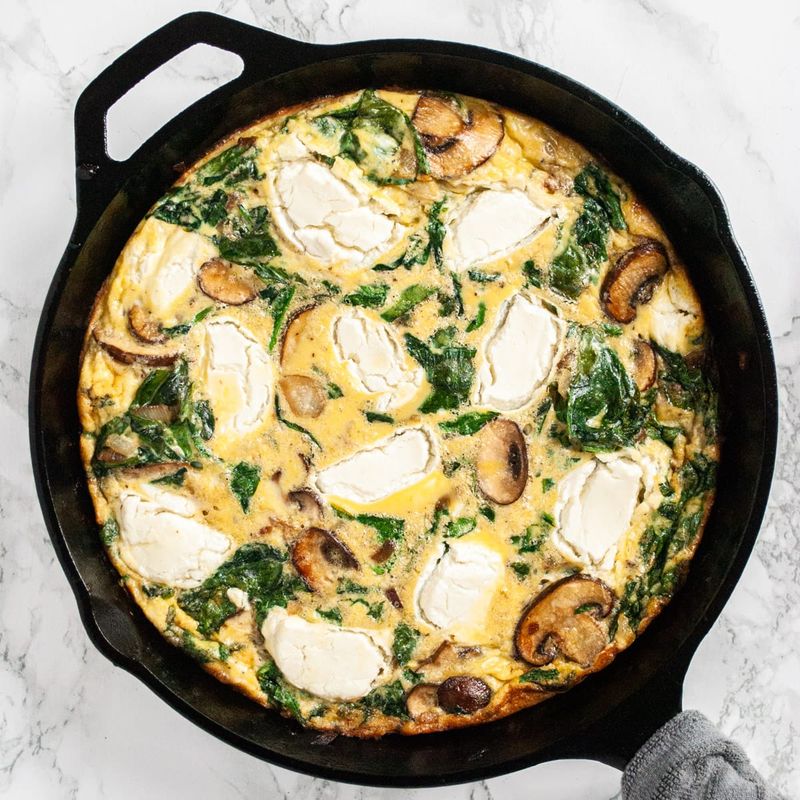 Skillet Mushroom and Spinach Frittata