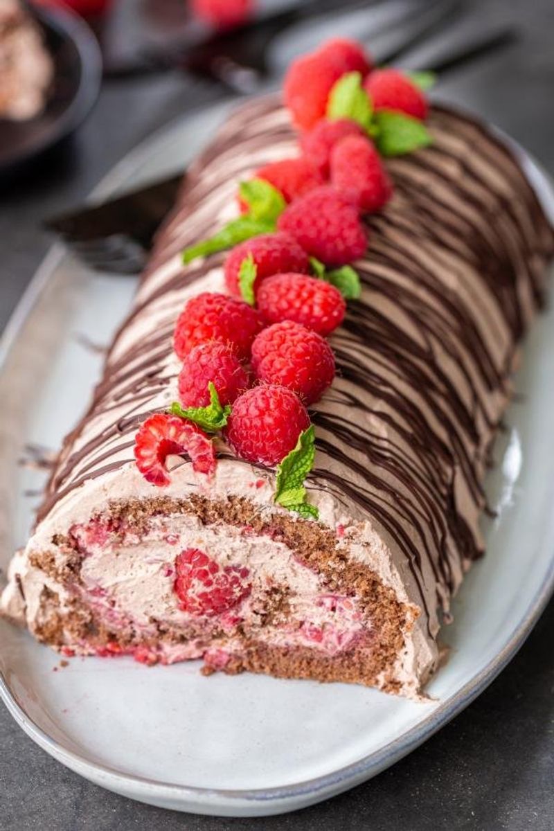 Raspberry Chocolate Cake Roll