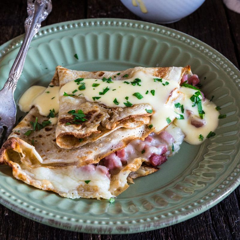 Savory Crepes with Ham and Gruyere