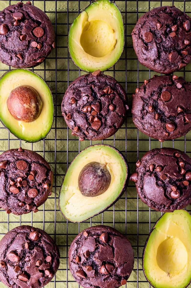 Dark Chocolate Avocado Muffins