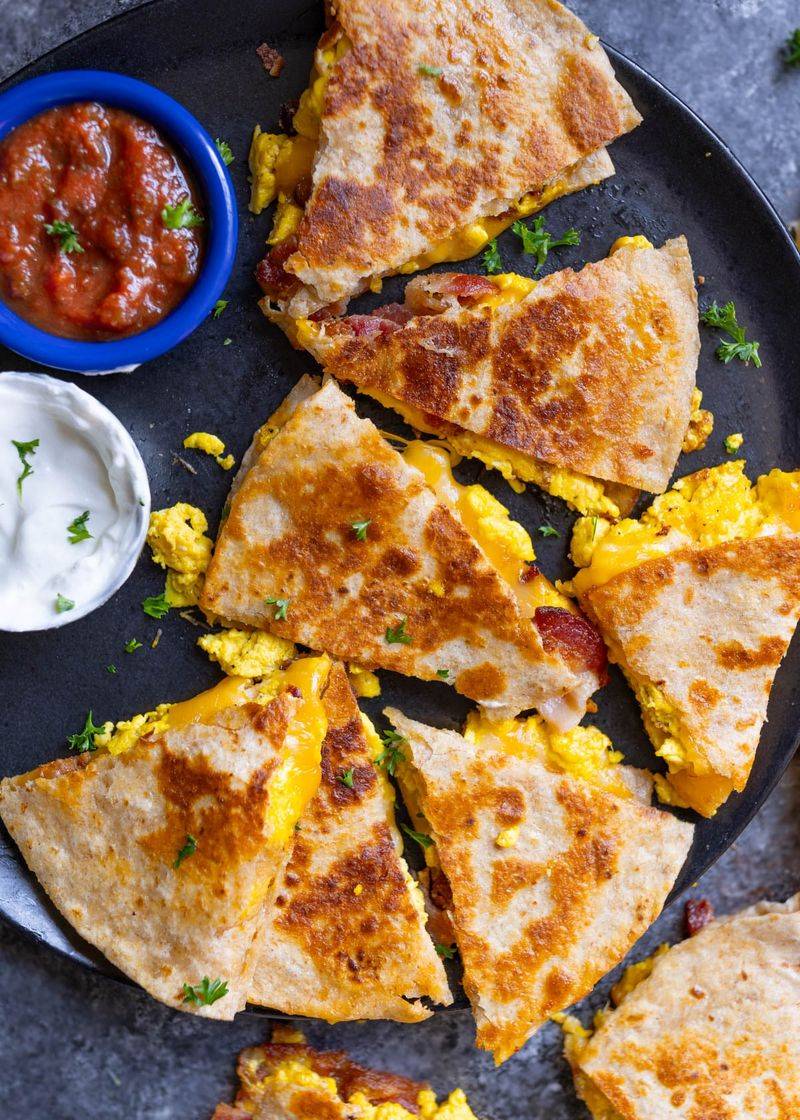 Breakfast Quesadilla with Egg and Salsa