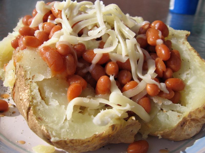 Cheesy Beans on a Baked Potato
