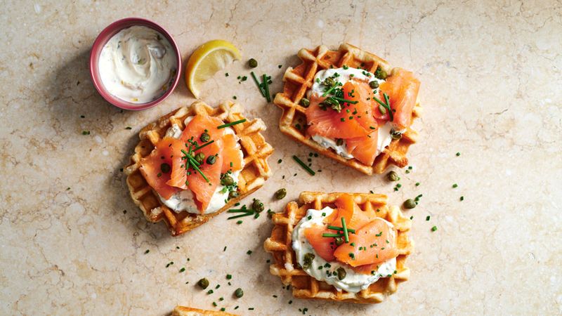 Cream Cheese and Smoked Salmon on a Waffle
