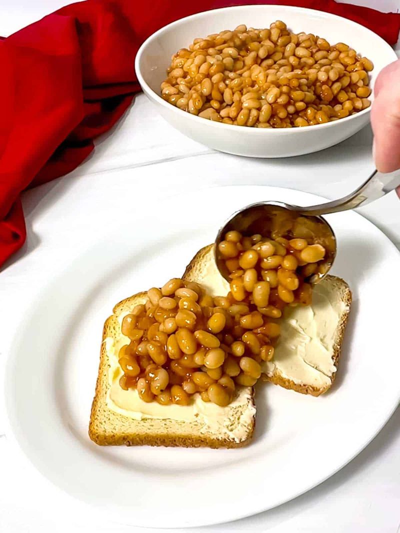Nutella Smeared on Toast with Baked Beans