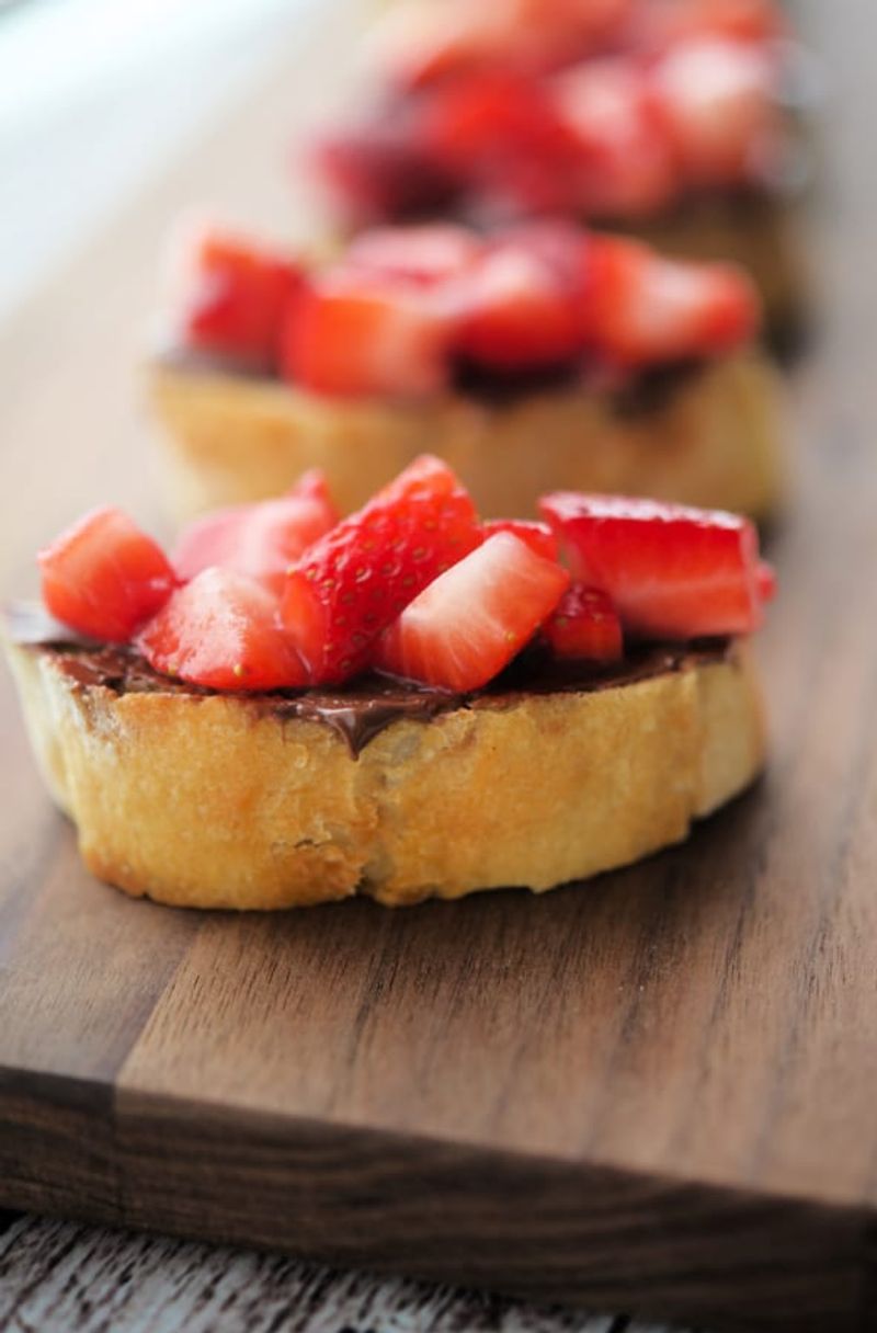 Chocolate Hazelnut and Strawberry Dessert Crostini