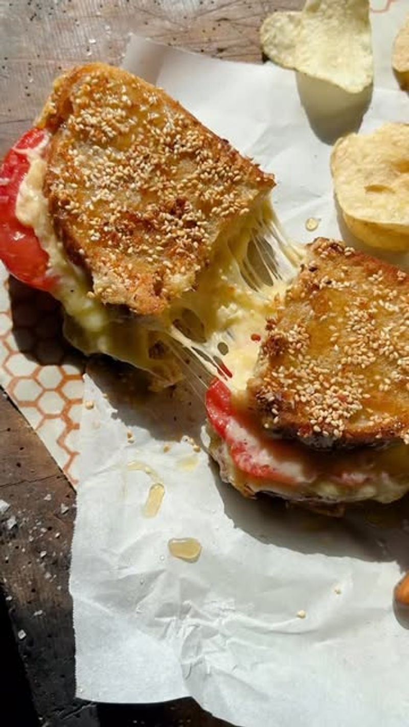 Brie Melted Over Grilled Tomatoes