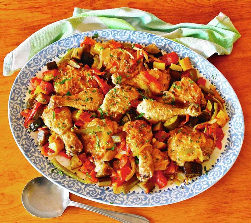 Chicken Samfaina (Chicken with Catalan Ratatouille)