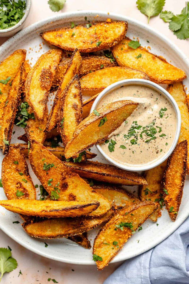 Spicy Potato Wedges with Dipping Sauce
