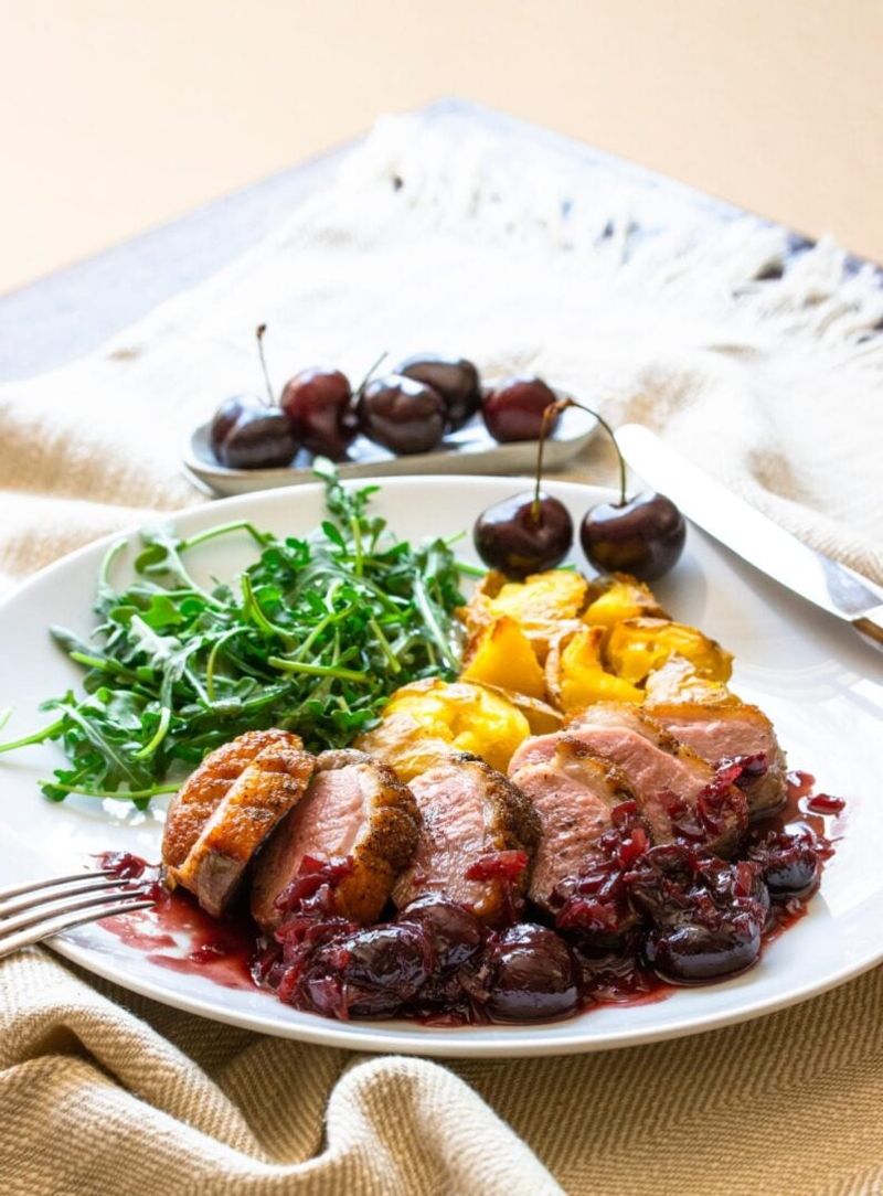 Duck Confit with Cherry Gastrique