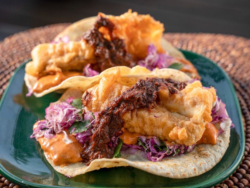 Crispy Fish Tacos with Chipotle Slaw