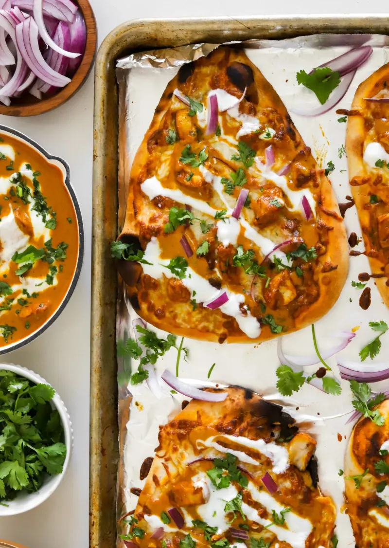 Curry Naan Flatbread Pizza