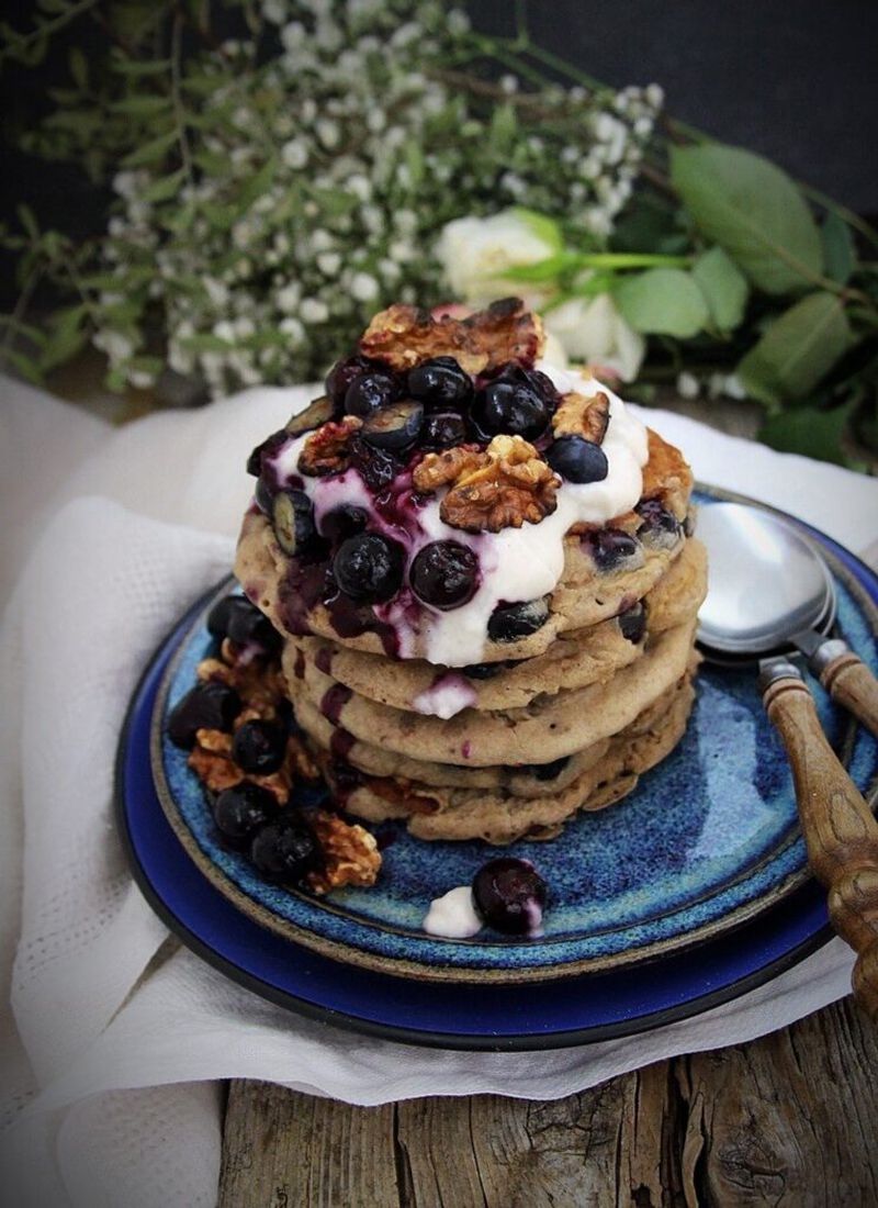 Buckwheat Pancakes with Blueberry Compote