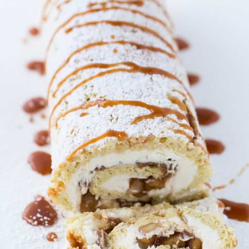 Salted Caramel Apple Cake Roll
